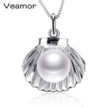VEAMOR 925 Sterling Silver Real Freshwater Pearl Pendant Necklace Long Chain Shell Necklace Jewelry Wedding Necklace Accessories 2024 - buy cheap