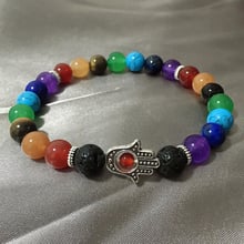 8mm Round Ball Beaded Strand Stone Bracelets Hamsa Hand Charms 7 Chakra Reiki Healing Balance Prayer Beads Yoga Women Jewelry 2024 - buy cheap