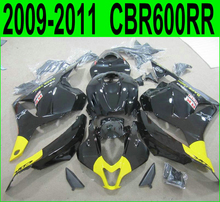 Лидер продаж, Обтекатели для Honda CBR600RR 2009 2011 2012 (черный, желтый) cbr 600rr 09 10 11, комплект обтекателей China67 2024 - купить недорого