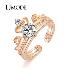 UMODE, anillos de corona de oro rosa para mujer, joyería de amor, anillos de compromiso bohemios de boda para mujeres, anillos grandes de mujer UR0443A 2024 - compra barato