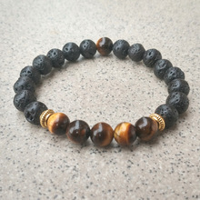 8mm Tiger's Eye Stone Bracelet Black Lava Beads DIY Aromatherapy Essential Oil Diffuser Bracelet Yoga Strand Jewelry 2024 - buy cheap