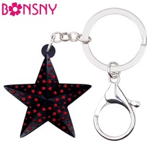 Bonsny Acrylic Christmas Black Star Key Chains Keychain Holder New Year Decoration Gift Jewelry For Women Girl Purse Car Pendant 2024 - buy cheap