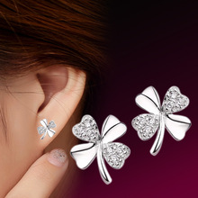 925 Sterling Silver Earrings Lucky Clover stud earrings small earrings female jewelry 2024 - buy cheap