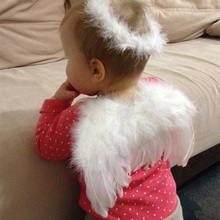 New Infant Newborn Photo Prop Baby Kids Angel Fairy Feather Wing Costume for Children's Christmas Party Decor 1set 2024 - buy cheap