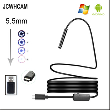 Jcwhcam-câmera de endoscopia com android, câmera de inspeção com tamanhos de 5.5mm, lentes 6led, 3m, usb, boroscópio flexível para android e windows 2024 - compre barato