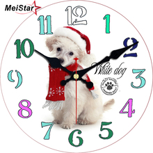 MEISTAR модные круглые милые настенные часы с собачкой для детской гостиной комнаты для учебы, прочные декоративные часы с животными, художественные часы 2024 - купить недорого