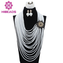 20 Layers White African Beads Jewelry Set Fashion Black Brooch Costume Necklace Set Party Jewelry Set Free Shipping HX604 2024 - buy cheap