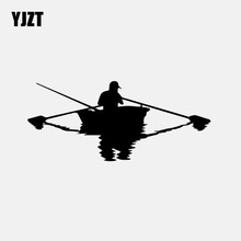 YJZT 16,5 CM * 7,2 CM Fishman barco adhesivo para coche de pesca calcomanía de decoración de vinilo negro/plata C24-0955 2024 - compra barato
