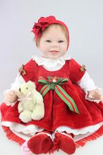 Muñecas reborn de silicona de cuerpo suave para niñas y niños, vestido de Navidad de 55cm, juguete de 22 pulgadas, regalo de cumpleaños y Navidad, envío gratis 2024 - compra barato