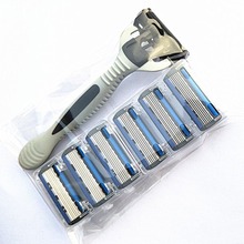6 Layers Razor Include 1 Razor Holder + 7 Blades Replacement Shaver Head Cassette Shaving Razor Set Blue Face Knife For Man 2024 - buy cheap