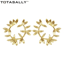 TOTASALLY Fashion Simple vintage Designs golden olive branch stud Earrings Women's Irregular shape party show Earrings Jewelry 2024 - buy cheap