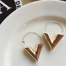 2019 New Fashion Trend Earrings Brincos Oorbellen Simple Metal Wind Letter V Shape Earrings For Women Gift Wholesale 2024 - buy cheap