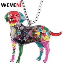 WEVENI Alloy Enamel Labrador Dog Necklace Pendant Collar Fashion Animal Jewelry For Women Girls Pet Lovers Accessories Gift New 2024 - buy cheap