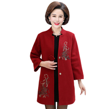 2019 New Spring Autumn jacket women overcoat wool coat plus size 5XL Embroidered flowers Long slim blend clothes outerwear LU724 2024 - buy cheap