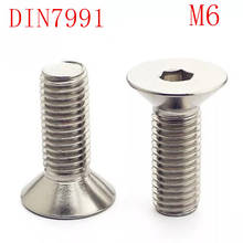 10pcs/lot DIN7991 M6 Hex socket allen countersunk head screw M6*8/10/12/16/20/25/30/35/40 A2 Hex socket flat countersunk screw 2024 - buy cheap