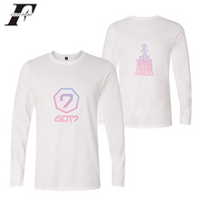 2018 harajuku got7 camisetas masculinas aautumn algodão manga longa casual camisetas kpop hip hop roupas plus size 2024 - compre barato