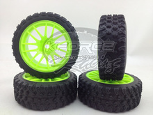 New Design Tire 4pcs 1/10 Rally Tires Tyre(Fighter)Wheel Rim 14 spoke (material Green)  fits for 1:10 Rally Car 1/10 Tire 2024 - buy cheap