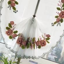 Junwell New Rose Terry Embroidery Ribbon Roman Curtain Home Wave European Living Room Kitchen Balcony Voile 1PC 2024 - buy cheap