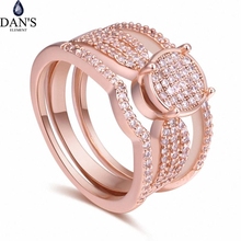 DAN'S Element Брендовое кольцо из настоящего циркония AAA с микро вставками цвета розового золота для вечеринки для женщин подарок на день Святого Валентина 130585 2024 - купить недорого