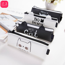 Estuche creativo coreano para lápices con diseño de gato y gatito, bolsa sencilla de gran capacidad con diseño de dibujos animados para chicas, material de papelería para estudiantes 2024 - compra barato