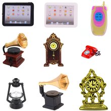 Reloj de fonógrafo para casa de muñecas, escena BJD, MINI ordenador portátil, accesorios para muñecas, juguetes para niños, 1:12 2024 - compra barato