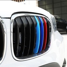 Car Styling M Style Ornaments Front Grille Trim Sport Strips Cover Stickers For BMW X1 2010 2011 2012 2013 2014 2015 2016 2017 2024 - buy cheap