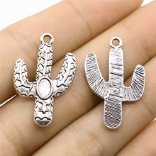 WYSIWYG 4pcs/lot Cactus Charms Pendant DIY Metal Jewelry Making Antique Silver Color 19x30mm 2024 - buy cheap