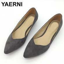 YAERNI 2019 Fashion Brand Shoes Women Pointed toe Flock Slip On Shallow Mouth Pumps Shoes Ladies Low Heel Single ShoesE792 2024 - buy cheap