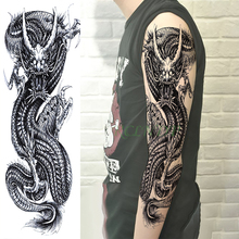 Tatuaje temporal a prueba de agua para hombres y mujeres, pegatina de tatuaje temporal de brazo completo tatuaje falso flash de dragon animal, manga, tatuajes grandes de gran tamaño 2024 - compra barato
