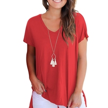 SALE Women's Short Sleeve Basic Tee Tops Plain Casual Tees Summer Black Red T-shirt Tee Tops 2024 - buy cheap