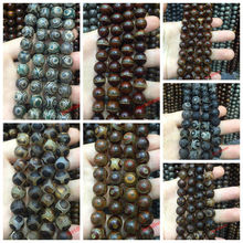 China Tibetan Dzi Eyes beads Natural Green agat Stone Buddhism Round Loose bead 10MM beads for jewelry making bracelet DIY 2024 - buy cheap