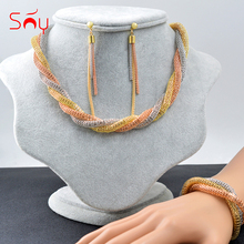 Sunny Jewelry Romantic Jewelry Collar Set For Women Necklace Earrings Bracelet For Party Engagement Flower Multilayer Jewelry 2024 - buy cheap