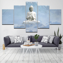 Imágenes en lienzo para decoración del hogar, arte de pared, impresiones en HD, póster de Buda de moda, marco de pinturas artísticas de estatuas de Buda de mármol blanco, 5 piezas 2024 - compra barato