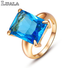 LUALA 6 Color Big Gem Rings For Women Gold-Color Fashion Luxury Cubic Zirconia Rings Engagement Ring Jewelry Mother's Day Gift 2024 - buy cheap
