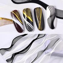 3D Nail Art Stickers Laser Gold Metal Stripe Line Tape Self-Adhesive Transfer Foils Decals DIY Tips Manicure Decoration 2024 - buy cheap