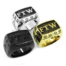 ¡Envío Gratis! FTW anillo de motorista de dedo medio, joyería de acero inoxidable, negro, dorado, plateado, tornillo mecánico, anillo para hombre SWR0376A 2024 - compra barato