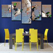 5 peças hd impressões em tela patos selvagens animais pintura da arte da parede modular wallpapers poster impressão para sala de estar decoração casa 2024 - compre barato