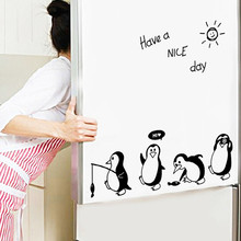KAKUDER-pegatina de pared de pingüino para nevera, calcomanía de vinilo artesanal, Mural de pared, Adhesivo de pared para habitación, envío directo 2024 - compra barato