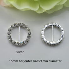 (J0004) 15mm inner bar,round rhinestone buckles for wedding or garment,100pcs/lot, silver or gold or light gold plating 2024 - buy cheap