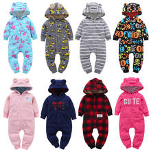2021 Winter Thick Baby Rompers  Boys Girls Warm Zipper Newborn jumpsuit Hooded Outwear 2024 - buy cheap