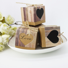 100pcs Hearts in Love Rustic Kraft Imitation Bark Candy Box Baby Shower Wedding Supplies Candy Bags Gift Boxes Wedding Party 2024 - buy cheap