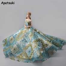 Blue High Fashion Wedding Dress for Barbie Doll Clothes Evening Dresses Party Gown Outfits 1/6 Doll Accessories Kids Toy 2024 - buy cheap