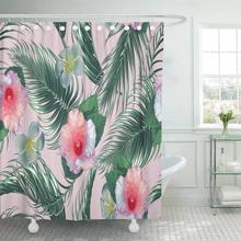 Fabric Shower Curtain Colorful Leaf Tropical Flowers Palm Leaves Hibiscus Floral Pattern Exotic Green Beauty Bathroom Curtains 2024 - buy cheap