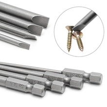 4Pcs 100mm Slotted Screwdriver Bit 3mm-6mm S2 Magnetic Flat Head 1/4" Hex Shank 2024 - buy cheap