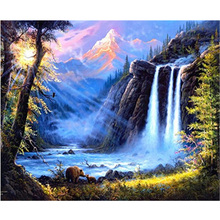 Full Square/Round DIY Diamond Embroidery Waterfall view 5D Diamond Painting Rhinestone Mosaic Decor HYY 2024 - buy cheap