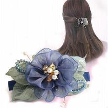 Female Women's Fashion Crystal Beading Flower Hair Clip , Rhinestone Barrette Hairpin , Pearls Headwear Accessories For Woman 2024 - buy cheap