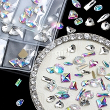 Multi-tamanho de vidro prego strass para unhas arte decorações cristais gemas strass encantos partição conjunto de strass tamanho misto 2024 - compre barato