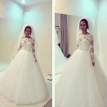Long Sleeves Vestido De Noiva Muslim Wedding Dresses Ball Gown Tulle Lace Appliques Boho Dubai Arabic Wedding Gown Bridal 2024 - buy cheap