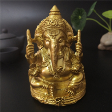 Estatua de Buda Golden Lord Ganesha, elefante indio, Dios, esculturas de resina, adornos de ganesto, decoración del jardín del hogar, estatuas de Buda 2024 - compra barato