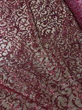 5yard/lot african glitter lace fabric Sophia-3.1318 embroidered tulle lace with glued glitter for party dress 2024 - buy cheap